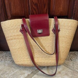 Ann Taylor Tan and Red Women's Tote Bag